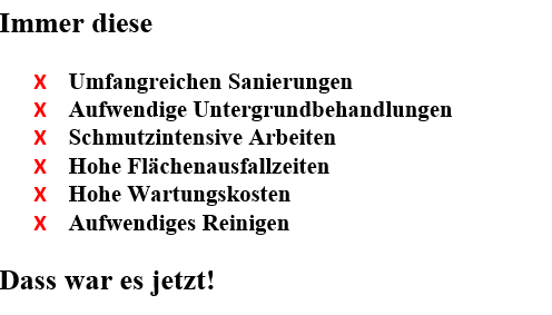 Liste mit Punkten zu häufigen Problemen und Herausforderungen, gefolgt von „Das war es jetzt“.
